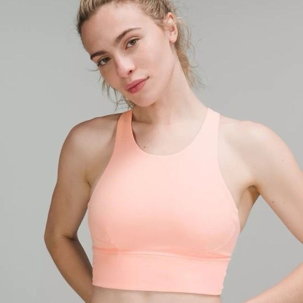 Lululemon Wunder Train Long Line Bra Pink Med Support Sz 8